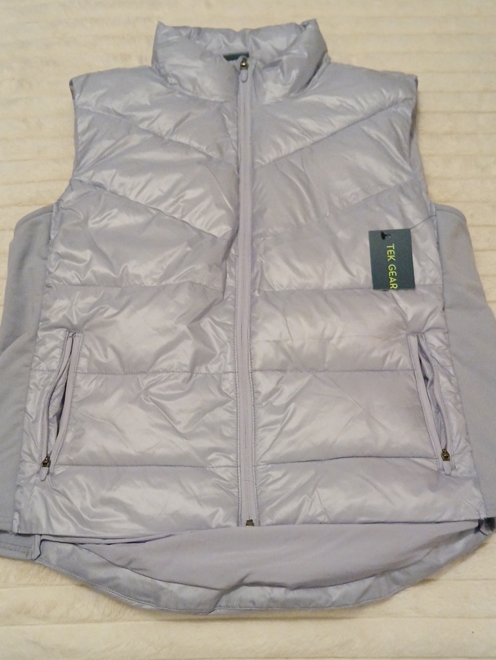 tek gear Light Lavender Periwinkle Quilted Puffer Vest with Zip Pockets XL New
